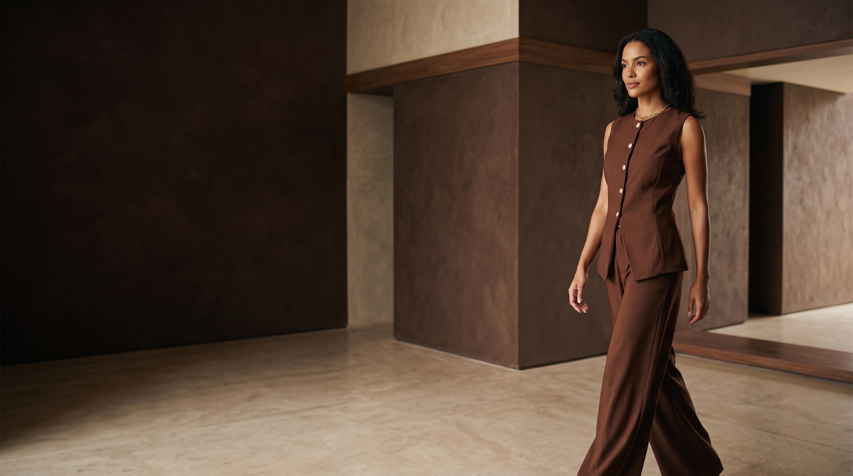 Mulher usando look da Use Yukatã em uma campanha editorial elegante