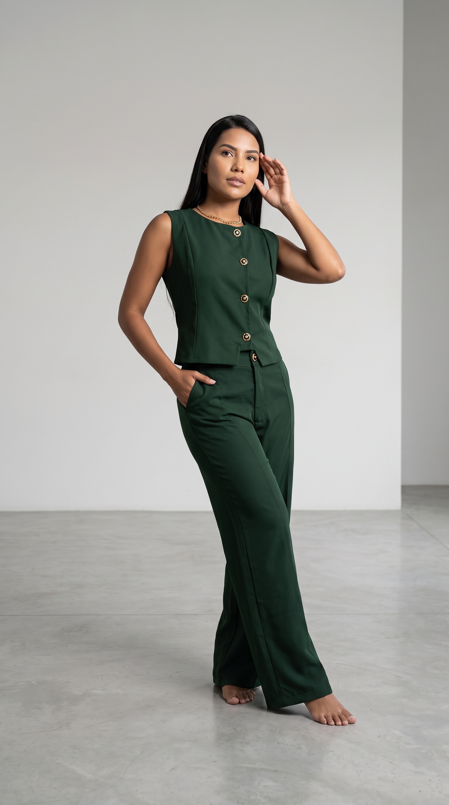 Mulher usando look da Coleção Executiva da Use Yukatã